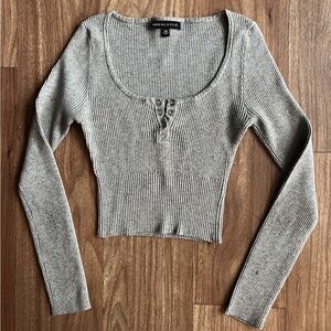 Kendall & Kylie Gray Ribbed Long Sleeve
